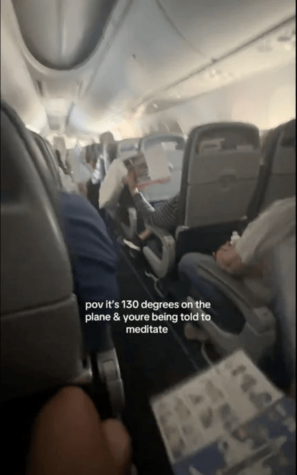 美国一航班空调故障，机舱温度飙54度，空姐劝乘客冥想冷静
